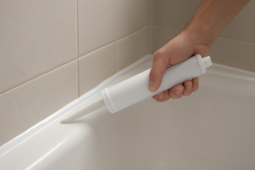 Application de joint silicone autour d’une baignoire