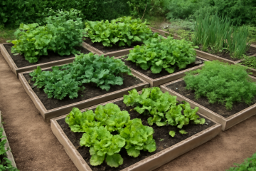 Potager organisé en carrés de culture
