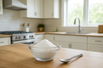 Cuisine aérée avec bol de bicarbonate