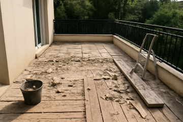 Terrasse extérieure en cours de rénovation