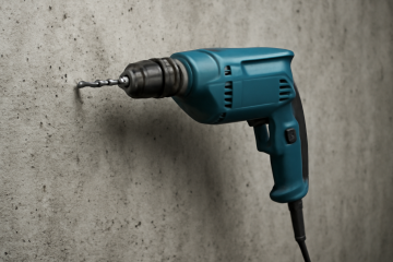 Perceuse utilisée sur mur en béton