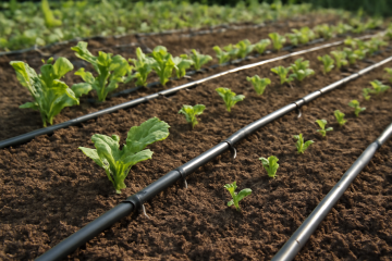 Potager avec système d’irrigation goutte à goutte