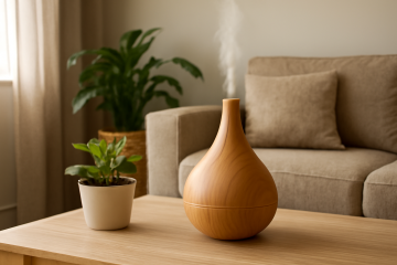 Diffuseur naturel et plantes dans salon