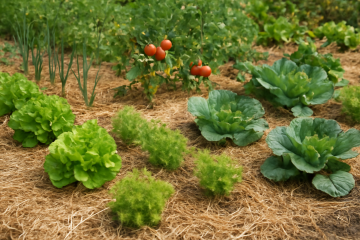 Potager paillé avec légumes faciles à cultiver